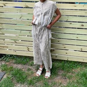 80's Designer Linen Jumpsuit Romper Lagenlook Sz S